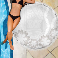 Tonga White Sunday Beach Blanket Manuia le Aso Sa o Tamaiti Heilala With Ngatu Pattern LT14 - Polynesian Pride