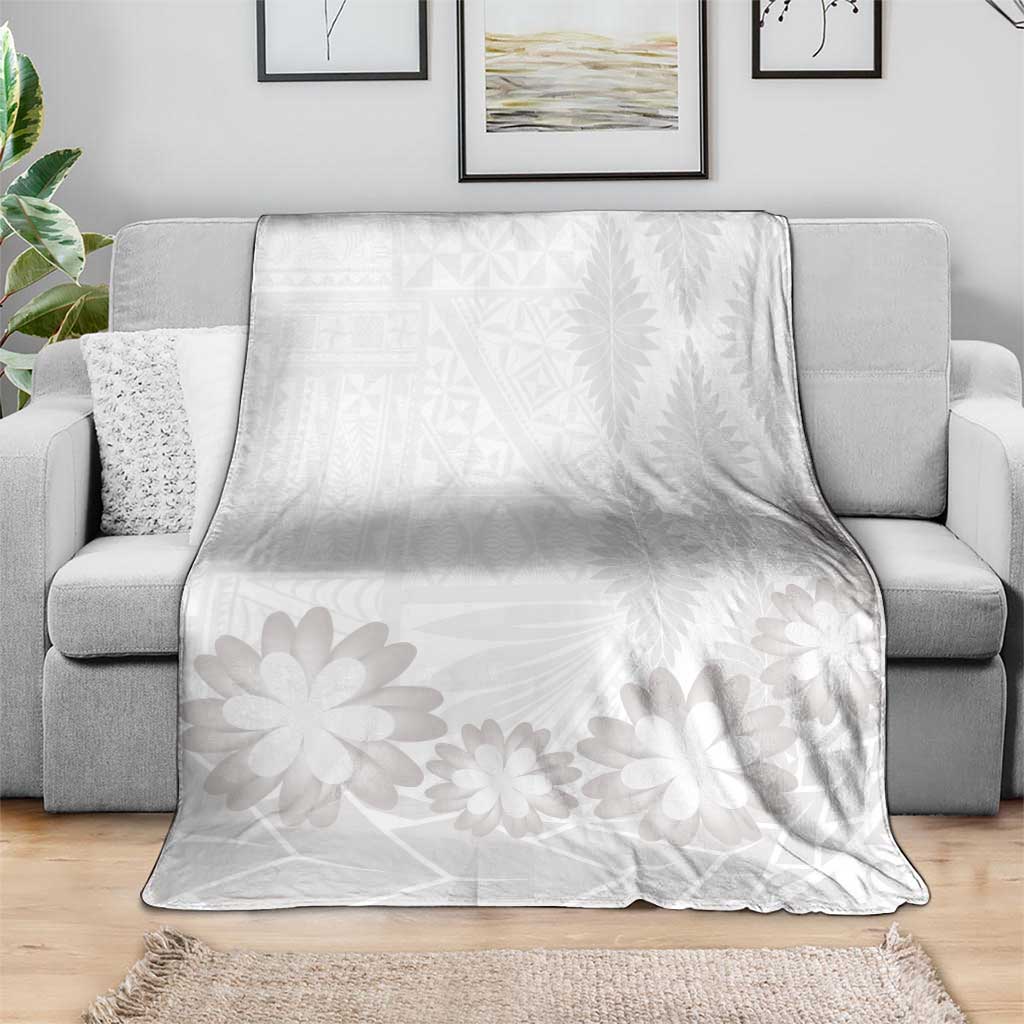 Tonga White Sunday Blanket Manuia le Aso Sa o Tamaiti Heilala With Ngatu Pattern LT14 - Polynesian Pride