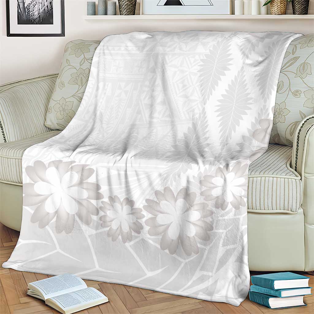 Tonga White Sunday Blanket Manuia le Aso Sa o Tamaiti Heilala With Ngatu Pattern LT14 - Polynesian Pride