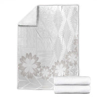 Tonga White Sunday Blanket Manuia le Aso Sa o Tamaiti Heilala With Ngatu Pattern LT14 - Polynesian Pride