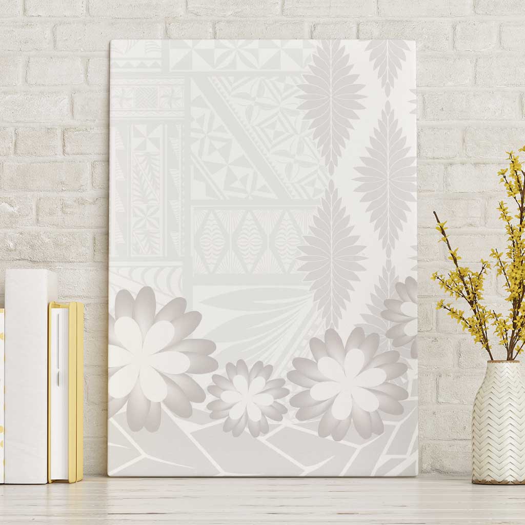Tonga White Sunday Canvas Wall Art Manuia le Aso Sa o Tamaiti Heilala With Ngatu Pattern LT14 Without Frame White - Polynesian Pride