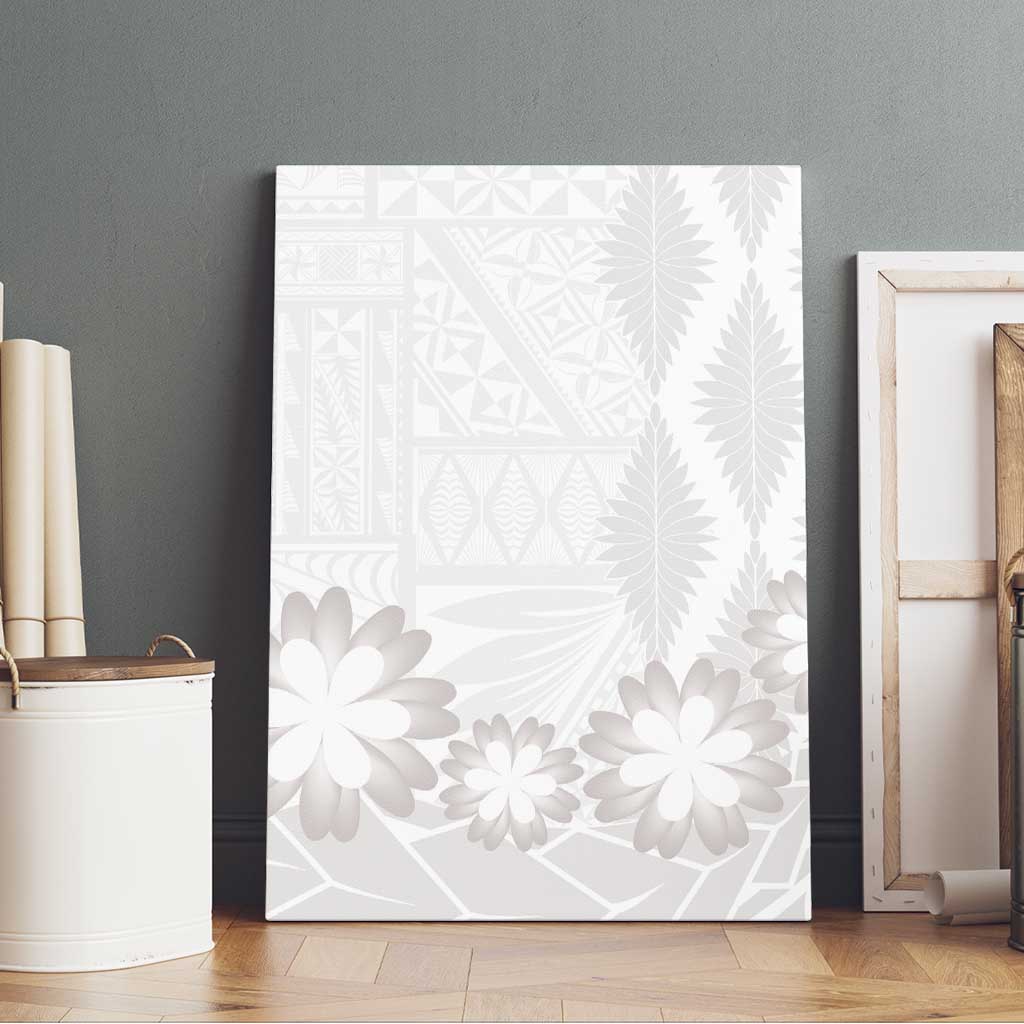 Tonga White Sunday Canvas Wall Art Manuia le Aso Sa o Tamaiti Heilala With Ngatu Pattern LT14 - Polynesian Pride