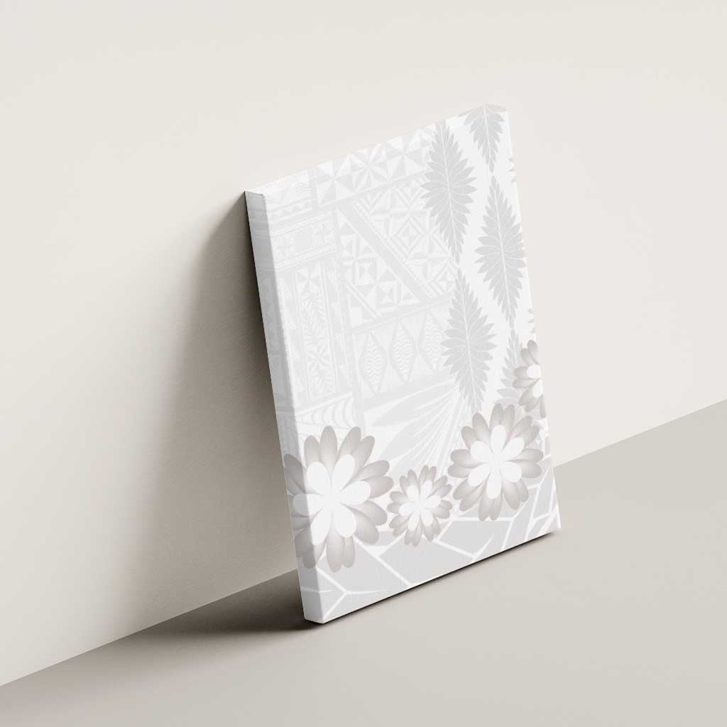 Tonga White Sunday Canvas Wall Art Manuia le Aso Sa o Tamaiti Heilala With Ngatu Pattern LT14 - Polynesian Pride
