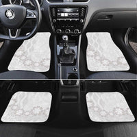 Tonga White Sunday Car Mats Manuia le Aso Sa o Tamaiti Heilala With Ngatu Pattern LT14 Set 4pcs White - Polynesian Pride