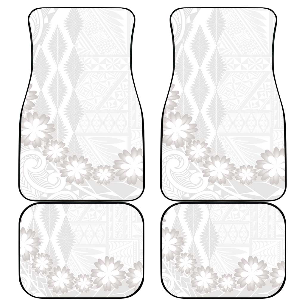 Tonga White Sunday Car Mats Manuia le Aso Sa o Tamaiti Heilala With Ngatu Pattern LT14 - Polynesian Pride