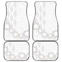 Tonga White Sunday Car Mats Manuia le Aso Sa o Tamaiti Heilala With Ngatu Pattern LT14 - Polynesian Pride