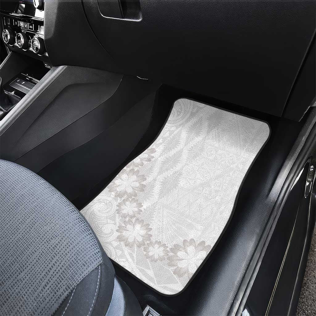 Tonga White Sunday Car Mats Manuia le Aso Sa o Tamaiti Heilala With Ngatu Pattern LT14 - Polynesian Pride
