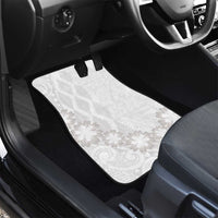 Tonga White Sunday Car Mats Manuia le Aso Sa o Tamaiti Heilala With Ngatu Pattern LT14 - Polynesian Pride