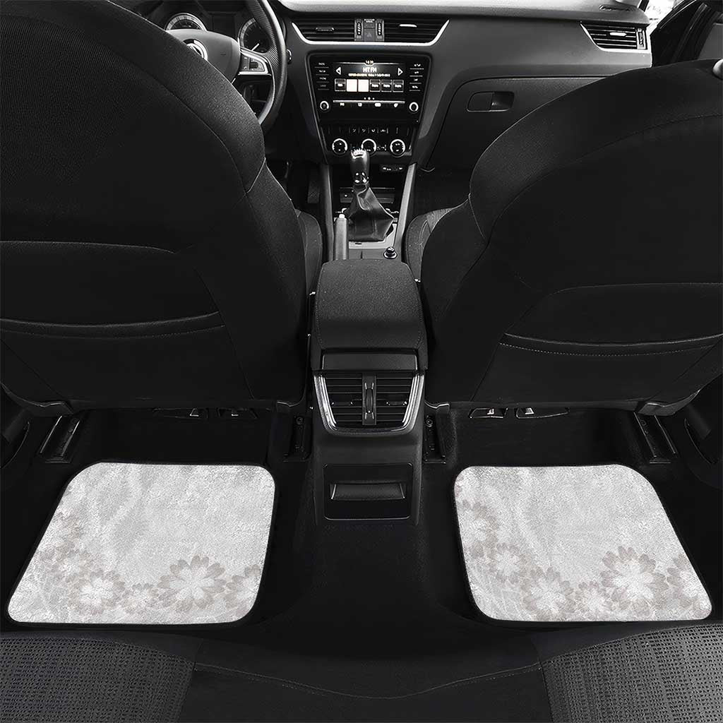 Tonga White Sunday Car Mats Manuia le Aso Sa o Tamaiti Heilala With Ngatu Pattern LT14 Set 2pcs - Back White - Polynesian Pride