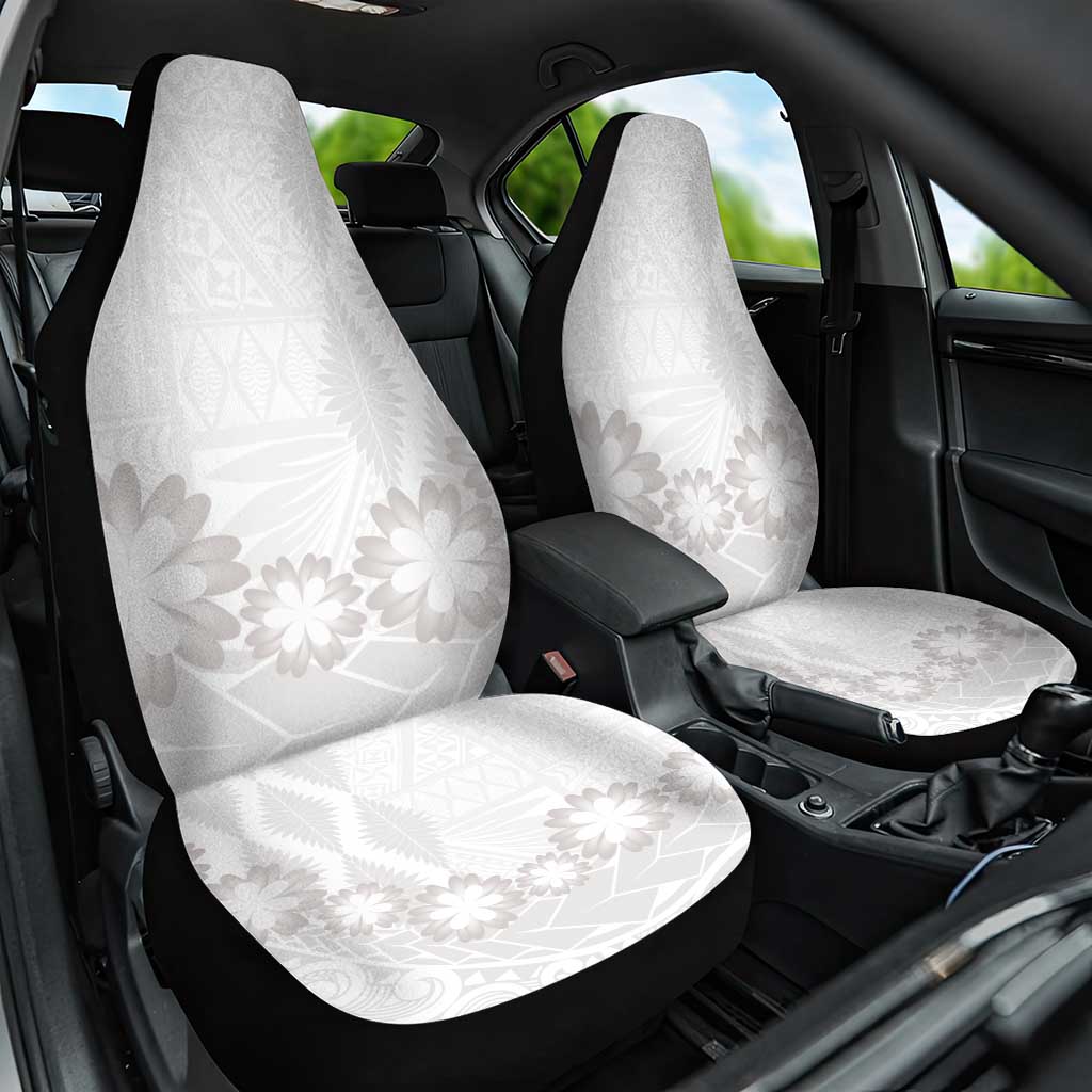 Tonga White Sunday Car Seat Cover Manuia le Aso Sa o Tamaiti Heilala With Ngatu Pattern LT14 One Size White - Polynesian Pride