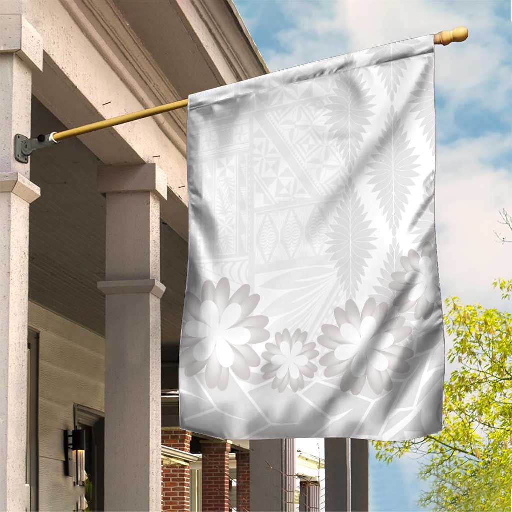 Tonga White Sunday Garden Flag Manuia le Aso Sa o Tamaiti Heilala With Ngatu Pattern LT14 House Flag White - Polynesian Pride
