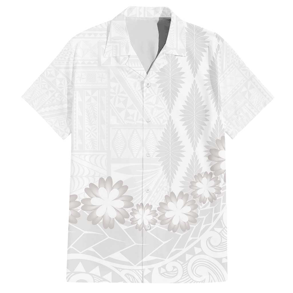 Tonga White Sunday Hawaiian Shirt Manuia le Aso Sa o Tamaiti Heilala With Ngatu Pattern LT14 White - Polynesian Pride