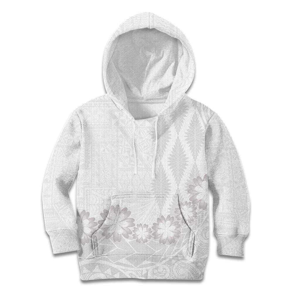 Tonga White Sunday Kid Hoodie Manuia le Aso Sa o Tamaiti Heilala With Ngatu Pattern LT14 Hoodie White - Polynesian Pride