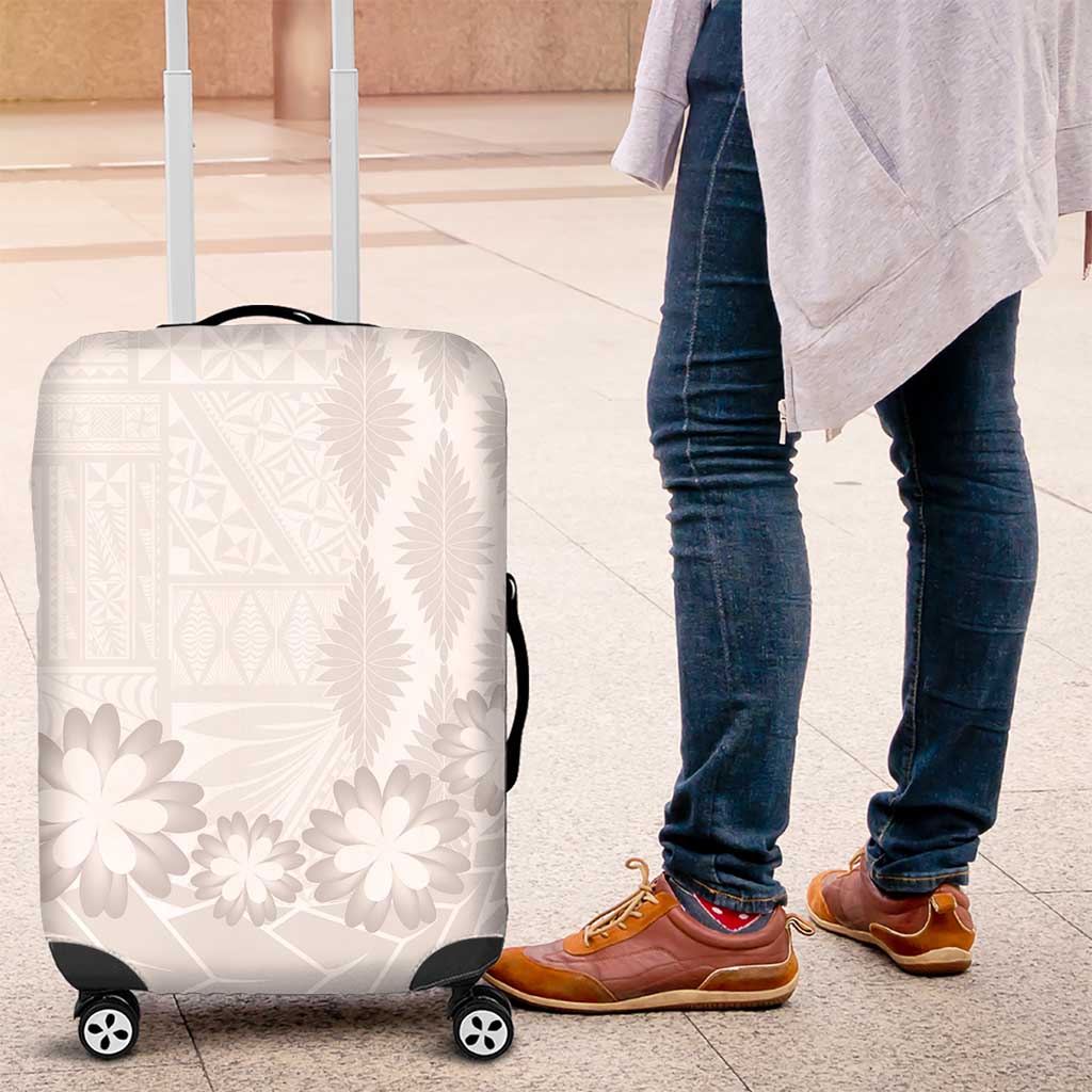 Tonga White Sunday Luggage Cover Manuia le Aso Sa o Tamaiti Heilala With Ngatu Pattern LT14 White - Polynesian Pride
