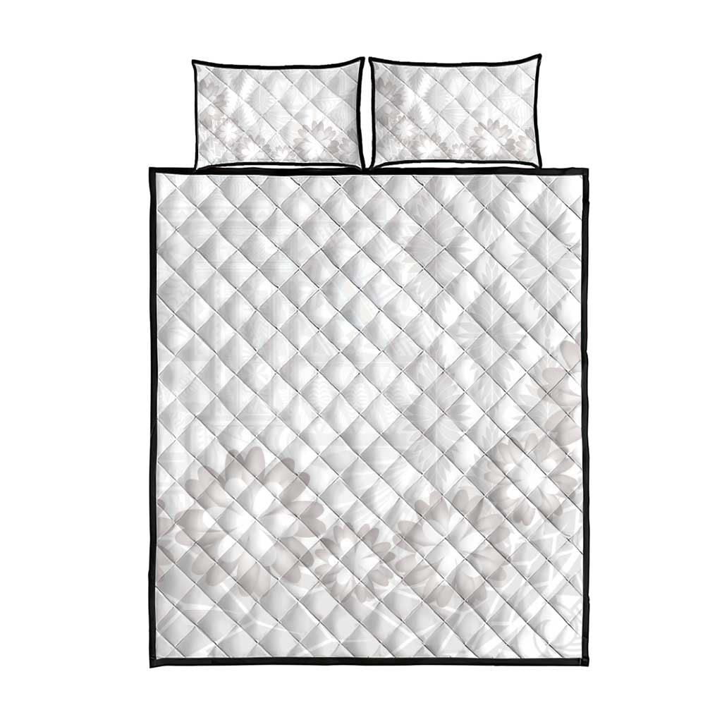 Tonga White Sunday Quilt Bed Set Manuia le Aso Sa o Tamaiti Heilala With Ngatu Pattern LT14 - Polynesian Pride