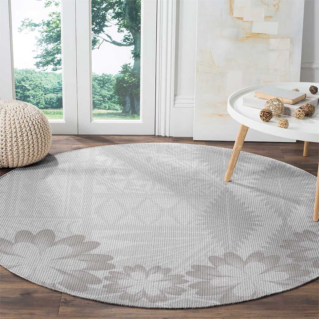 Tonga White Sunday Round Carpet Manuia le Aso Sa o Tamaiti Heilala With Ngatu Pattern LT14 - Polynesian Pride