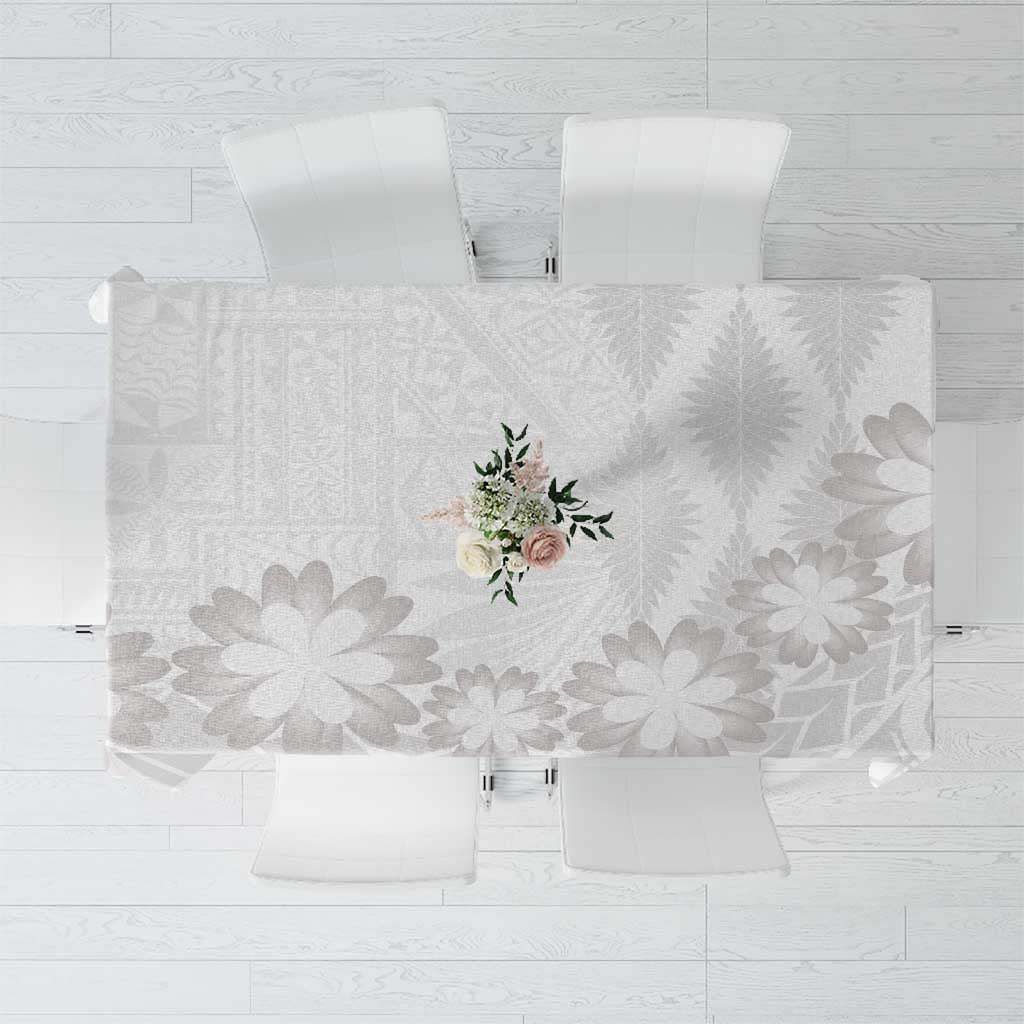 Tonga White Sunday Tablecloth Manuia le Aso Sa o Tamaiti Heilala With Ngatu Pattern LT14 White - Polynesian Pride