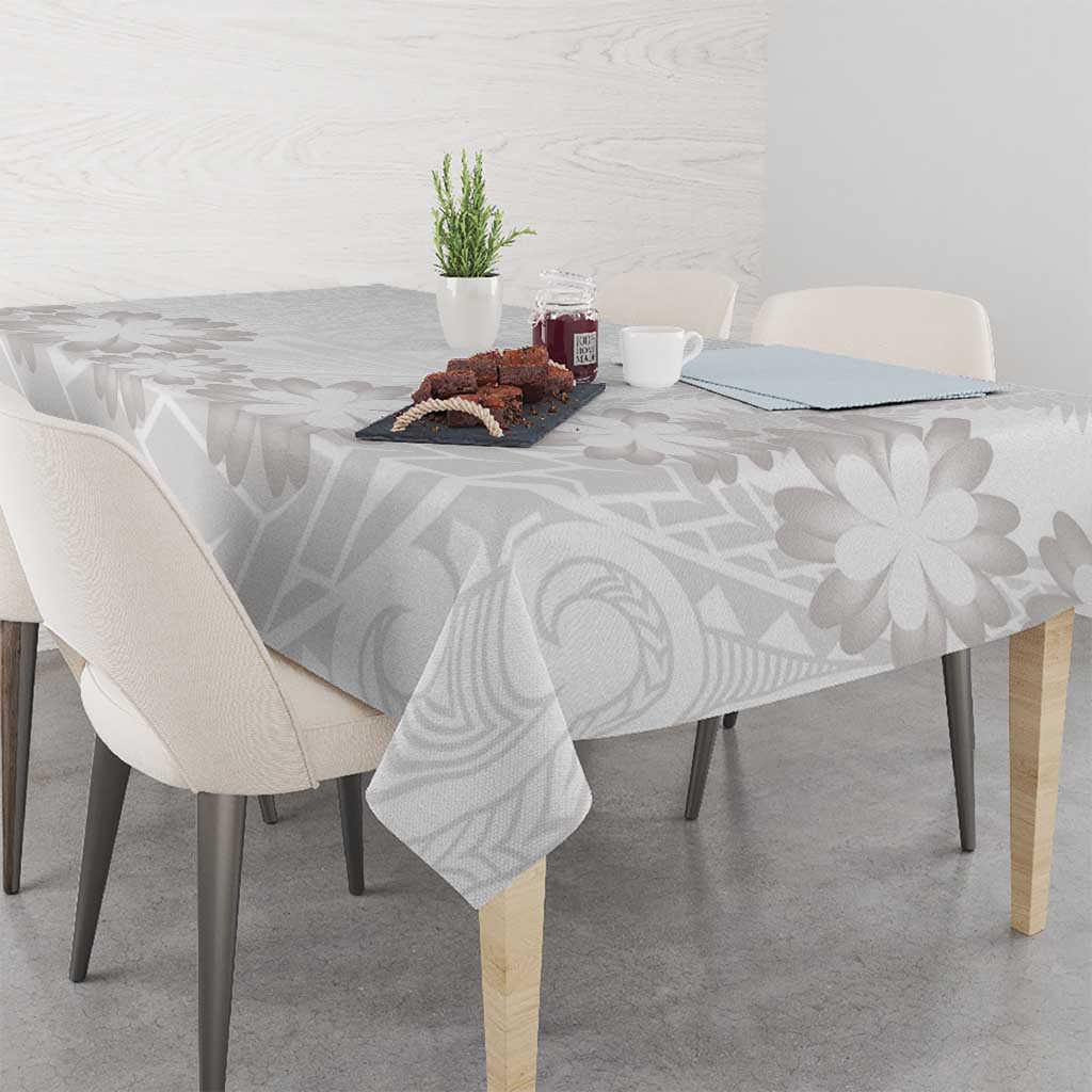 Tonga White Sunday Tablecloth Manuia le Aso Sa o Tamaiti Heilala With Ngatu Pattern LT14 - Polynesian Pride