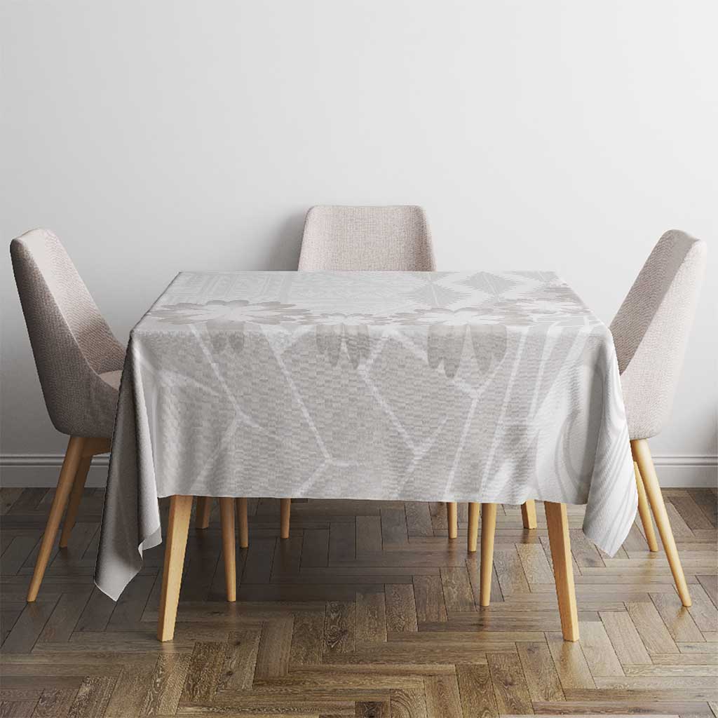 Tonga White Sunday Tablecloth Manuia le Aso Sa o Tamaiti Heilala With Ngatu Pattern LT14 - Polynesian Pride