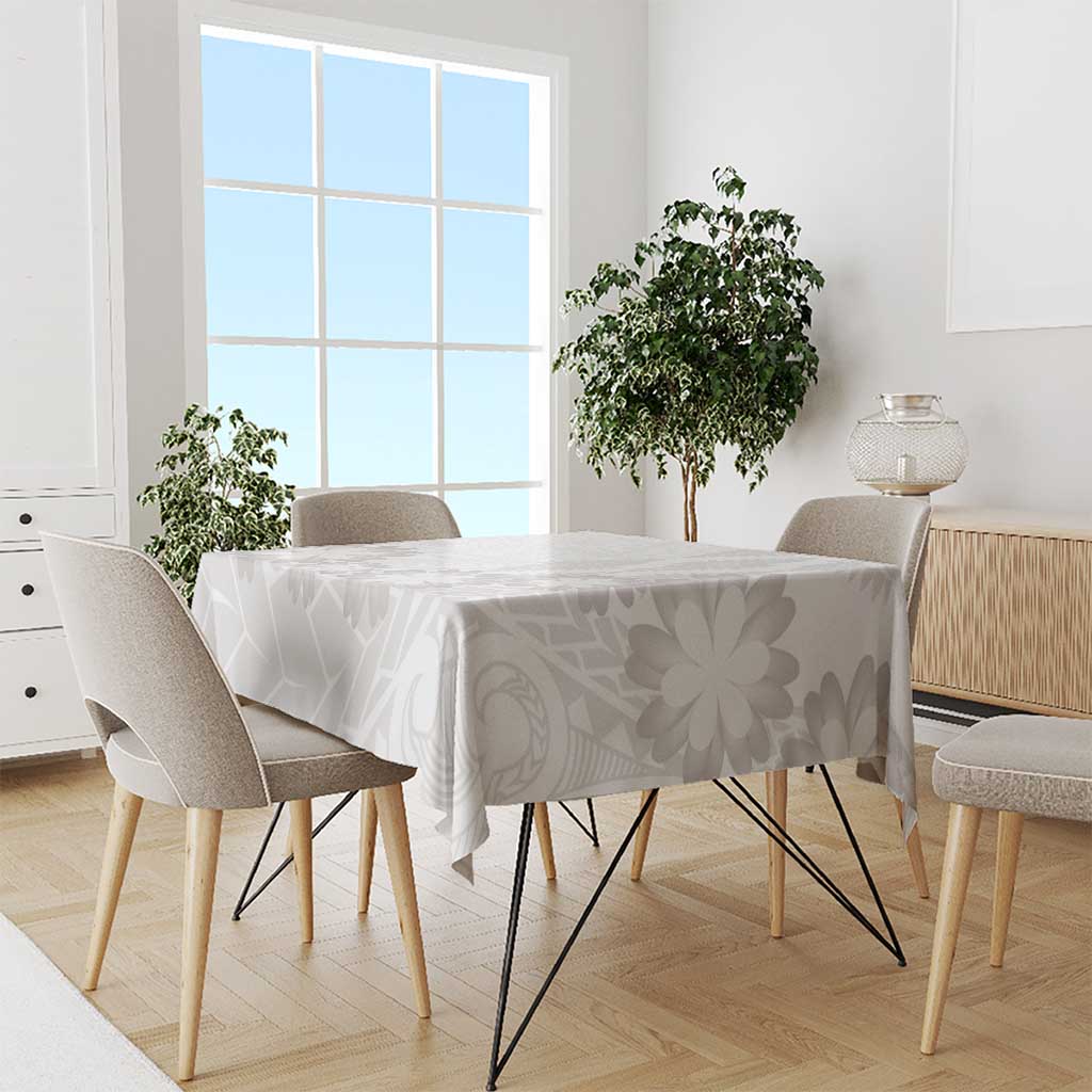 Tonga White Sunday Tablecloth Manuia le Aso Sa o Tamaiti Heilala With Ngatu Pattern LT14 - Polynesian Pride