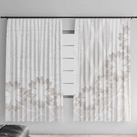 Tonga White Sunday Window Curtain Manuia le Aso Sa o Tamaiti Heilala With Ngatu Pattern LT14 With Hooks White - Polynesian Pride