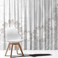 Tonga White Sunday Window Curtain Manuia le Aso Sa o Tamaiti Heilala With Ngatu Pattern LT14 - Polynesian Pride