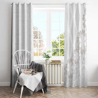 Tonga White Sunday Window Curtain Manuia le Aso Sa o Tamaiti Heilala With Ngatu Pattern LT14 - Polynesian Pride