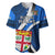 Fiji Rugby Baseball Jersey World Cup 2023 Go Champions Fijian Tapa Blue Version LT14 Blue - Polynesian Pride