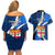 Fiji Rugby Couples Matching Off Shoulder Short Dress and Hawaiian Shirt World Cup 2023 Go Champions Fijian Tapa Blue Version LT14 - Polynesian Pride