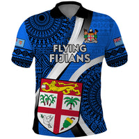 Fiji Rugby Polo Shirt World Cup 2023 Go Champions Fijian Tapa Blue Version LT14 Blue - Polynesian Pride