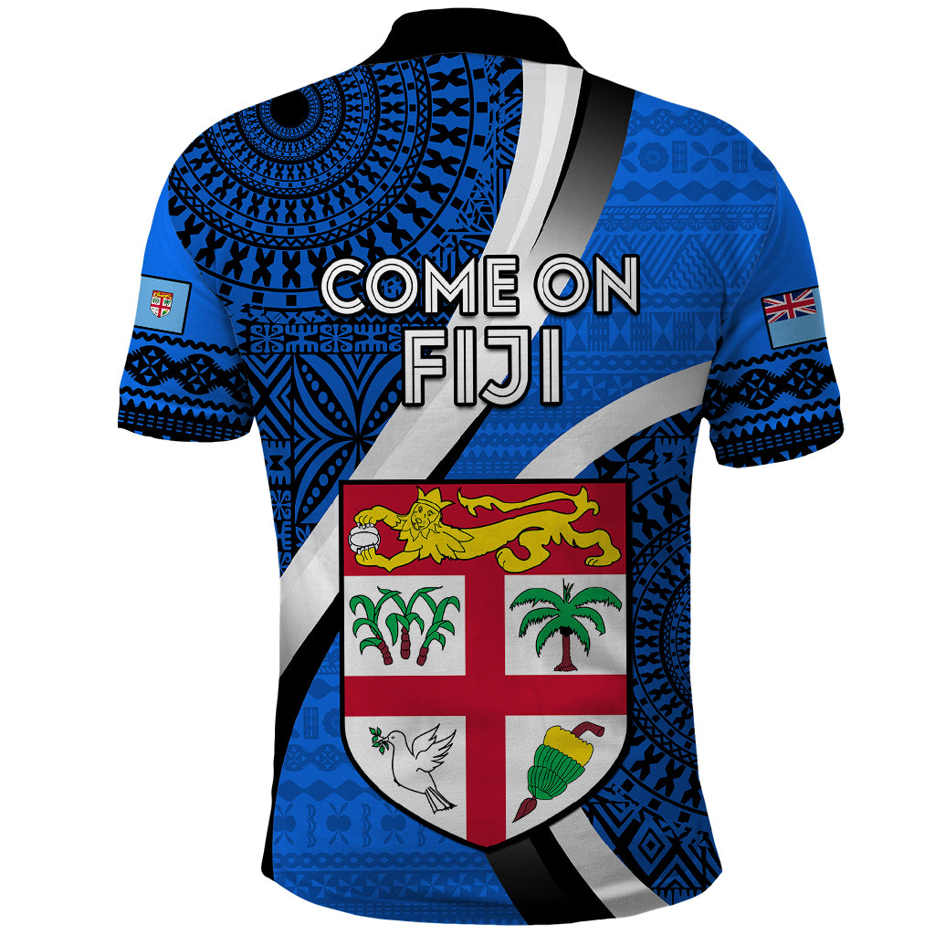 Fiji Rugby Polo Shirt World Cup 2023 Go Champions Fijian Tapa Blue Version LT14 - Polynesian Pride