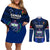 Samoa Rugby Couples Matching Off Shoulder Short Dress and Long Sleeve Button Shirts World Cup 2023 Go Champions Manu Samoa LT14 Blue - Polynesian Pride