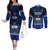 Samoa Rugby Couples Matching Off The Shoulder Long Sleeve Dress and Long Sleeve Button Shirts World Cup 2023 Go Champions Manu Samoa LT14 Blue - Polynesian Pride