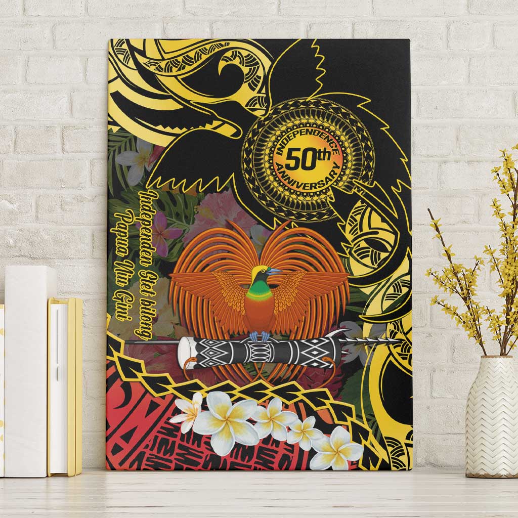 Papua New Guinea 50th Independence Anniversary Canvas Wall Art Independen Stet bilong Papua Niu Gini LT14 Without Frame Black - Polynesian Pride
