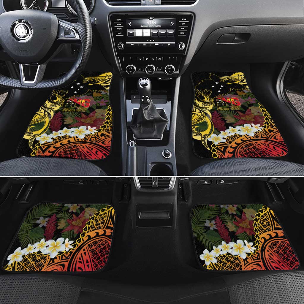 Papua New Guinea 50th Independence Anniversary Car Mats Independen Stet bilong Papua Niu Gini LT14 Set 4pcs Black - Polynesian Pride