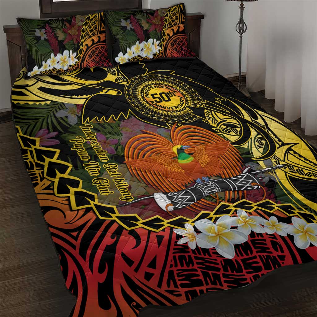 Papua New Guinea 50th Independence Anniversary Quilt Bed Set Independen Stet bilong Papua Niu Gini LT14 Black - Polynesian Pride