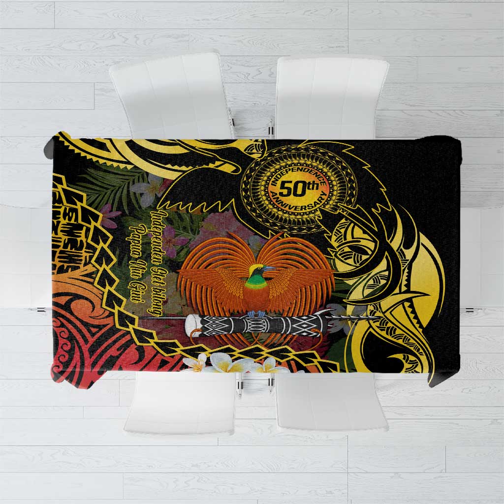 Papua New Guinea 50th Independence Anniversary Tablecloth Independen Stet bilong Papua Niu Gini LT14 Black - Polynesian Pride