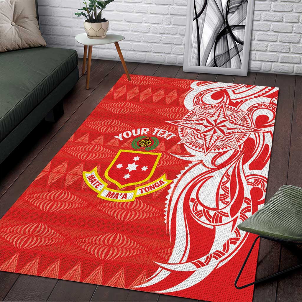 Personalised Kolisi Tonga Area Rug Mate Maa Tonga Ngatu Pattern LT14 Red - Polynesian Pride