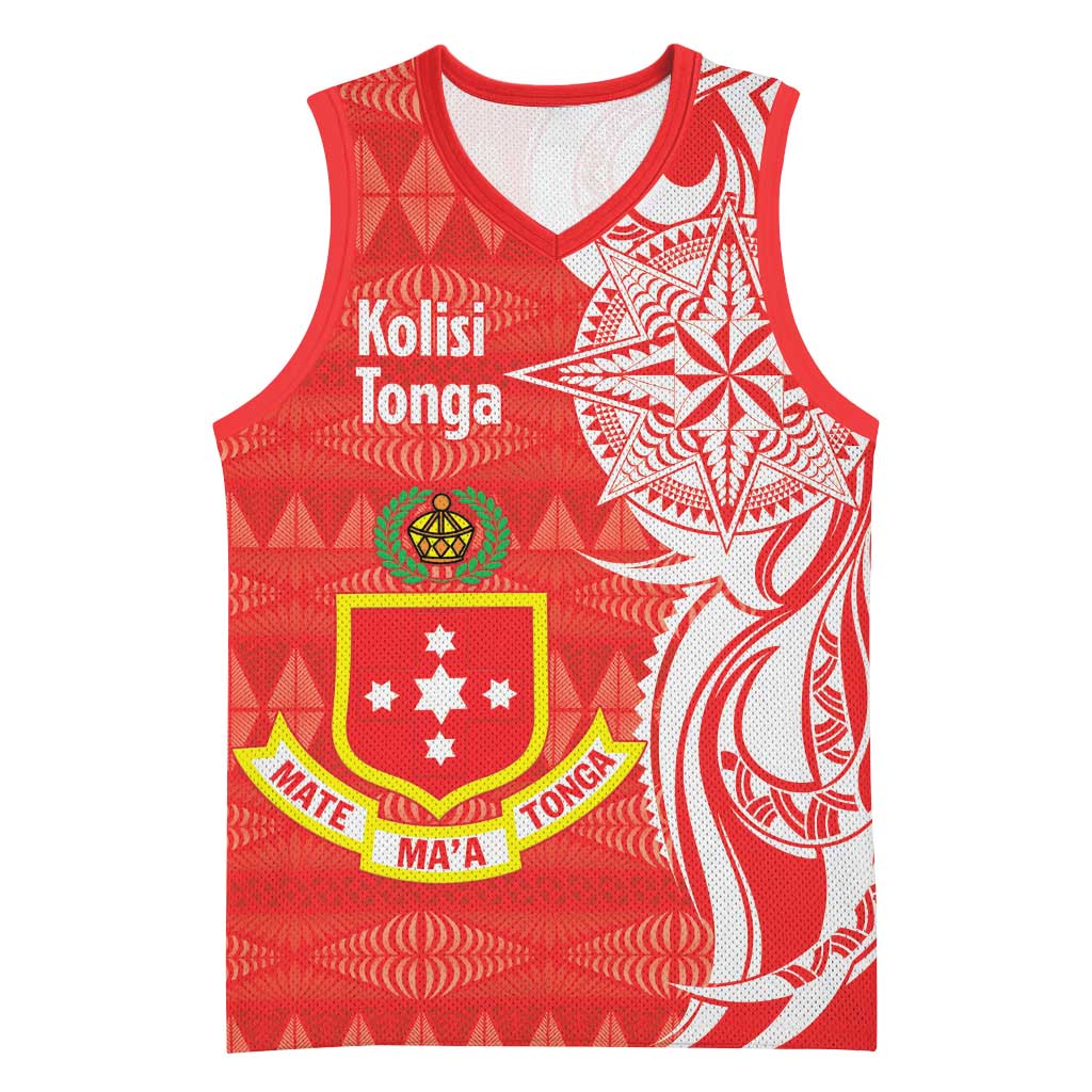 Personalised Kolisi Tonga Basketball Jersey Mate Maa Tonga Ngatu Pattern LT14 Unisex Red - Polynesian Pride
