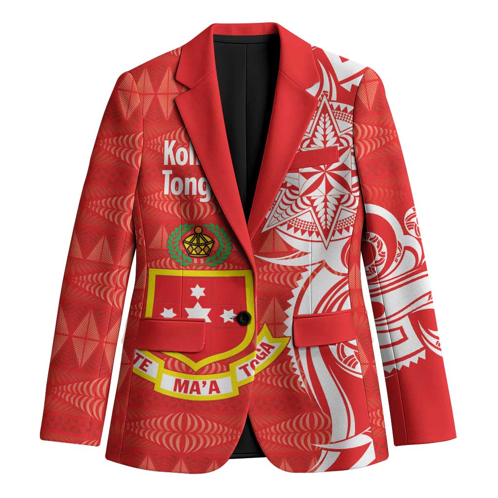 Personalised Kolisi Tonga Blazer Mate Maa Tonga Ngatu Pattern LT14 Unisex Red - Polynesian Pride