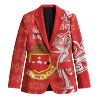 Personalised Kolisi Tonga Blazer Mate Maa Tonga Ngatu Pattern LT14 Unisex Red - Polynesian Pride