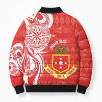 Personalised Kolisi Tonga Bomber Puffer Jacket Mate Maa Tonga Ngatu Pattern LT14 - Polynesian Pride