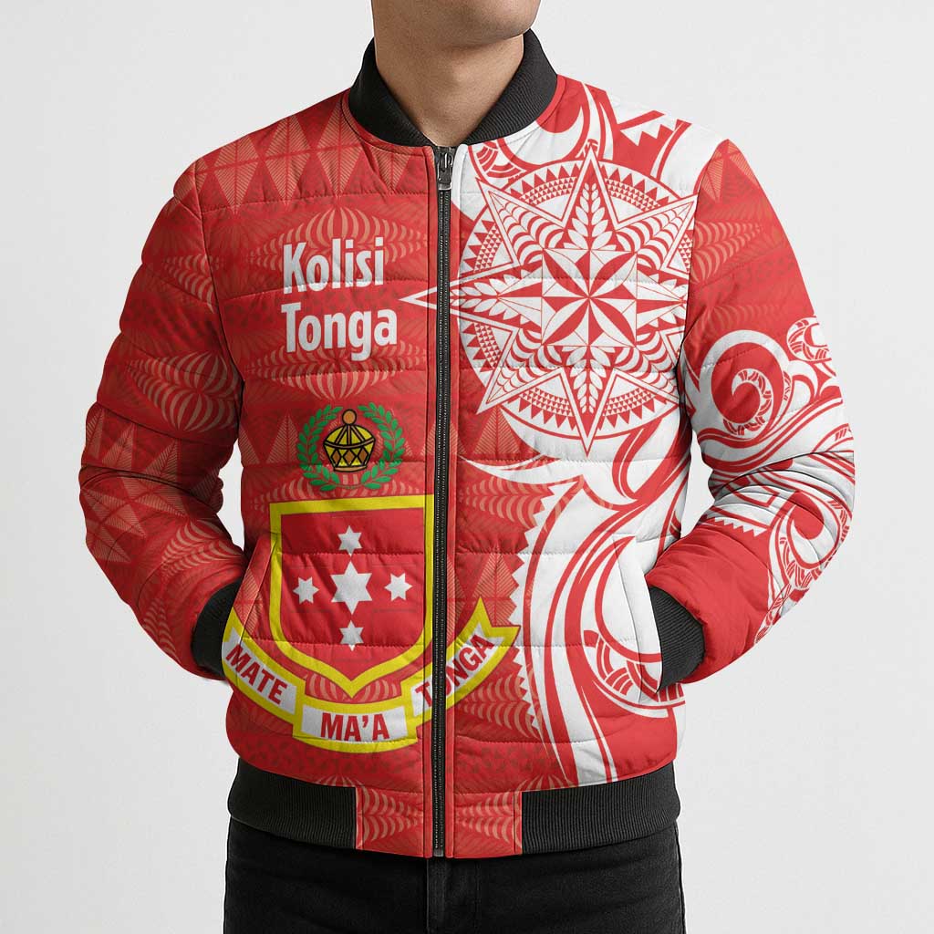 Personalised Kolisi Tonga Bomber Puffer Jacket Mate Maa Tonga Ngatu Pattern LT14 - Polynesian Pride