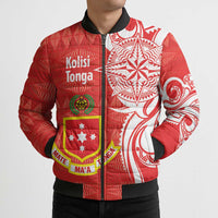 Personalised Kolisi Tonga Bomber Puffer Jacket Mate Maa Tonga Ngatu Pattern LT14 - Polynesian Pride