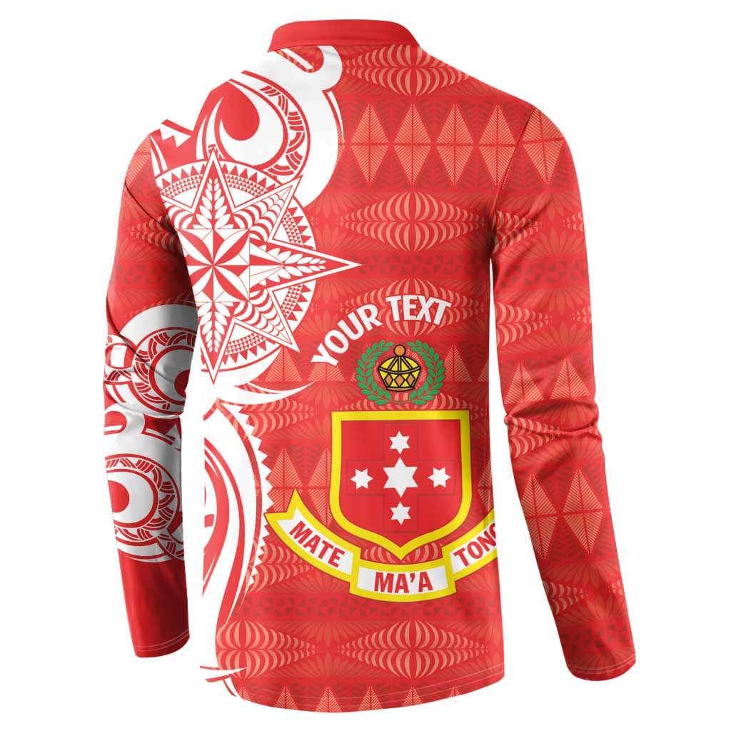 Personalised Kolisi Tonga Button Sweatshirt Mate Maa Tonga Ngatu Pattern LT14 - Polynesian Pride
