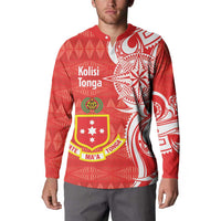 Personalised Kolisi Tonga Button Sweatshirt Mate Maa Tonga Ngatu Pattern LT14 - Polynesian Pride