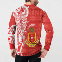 Personalised Kolisi Tonga Button Sweatshirt Mate Maa Tonga Ngatu Pattern LT14 - Polynesian Pride