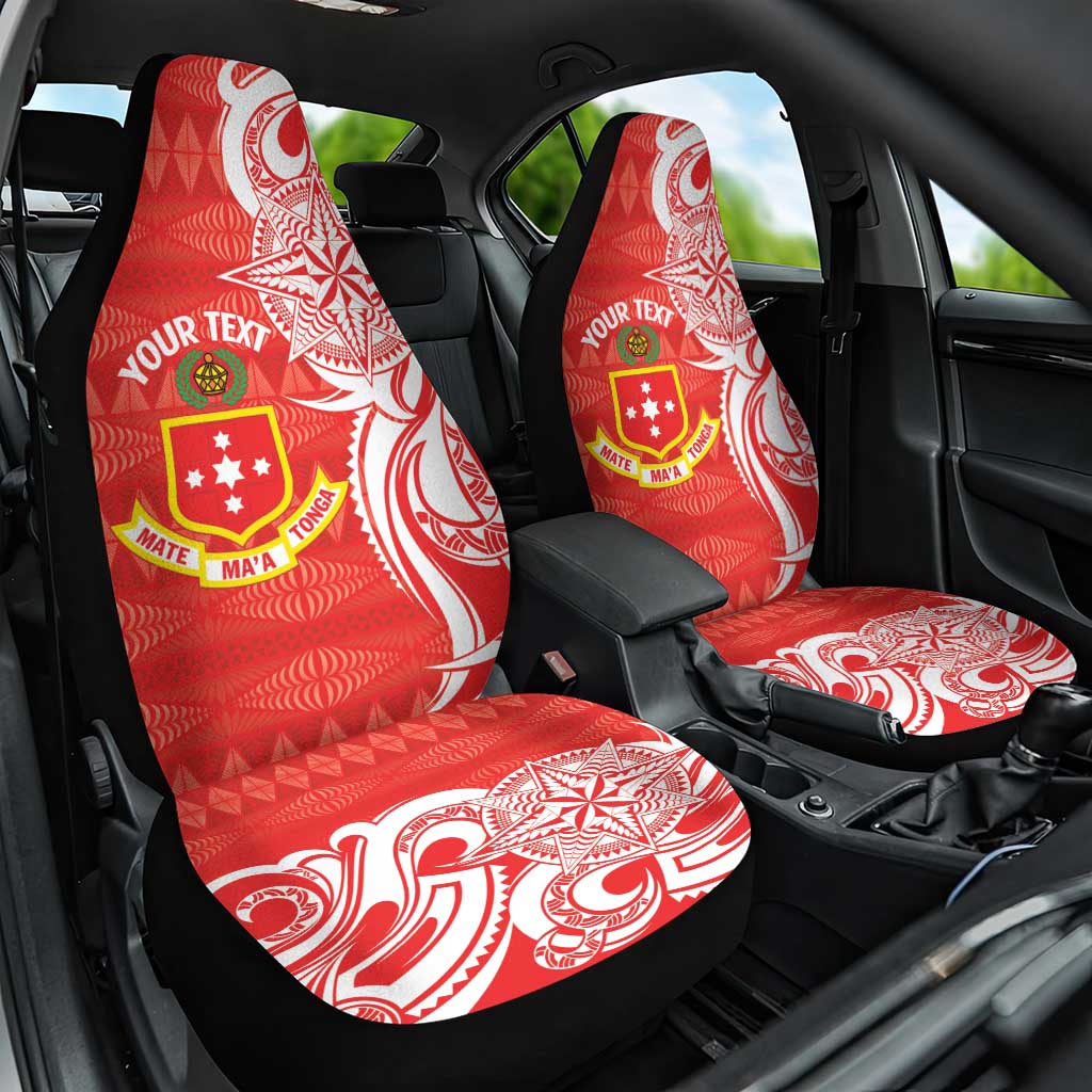 Personalised Kolisi Tonga Car Seat Cover Mate Maa Tonga Ngatu Pattern LT14 One Size Red - Polynesian Pride