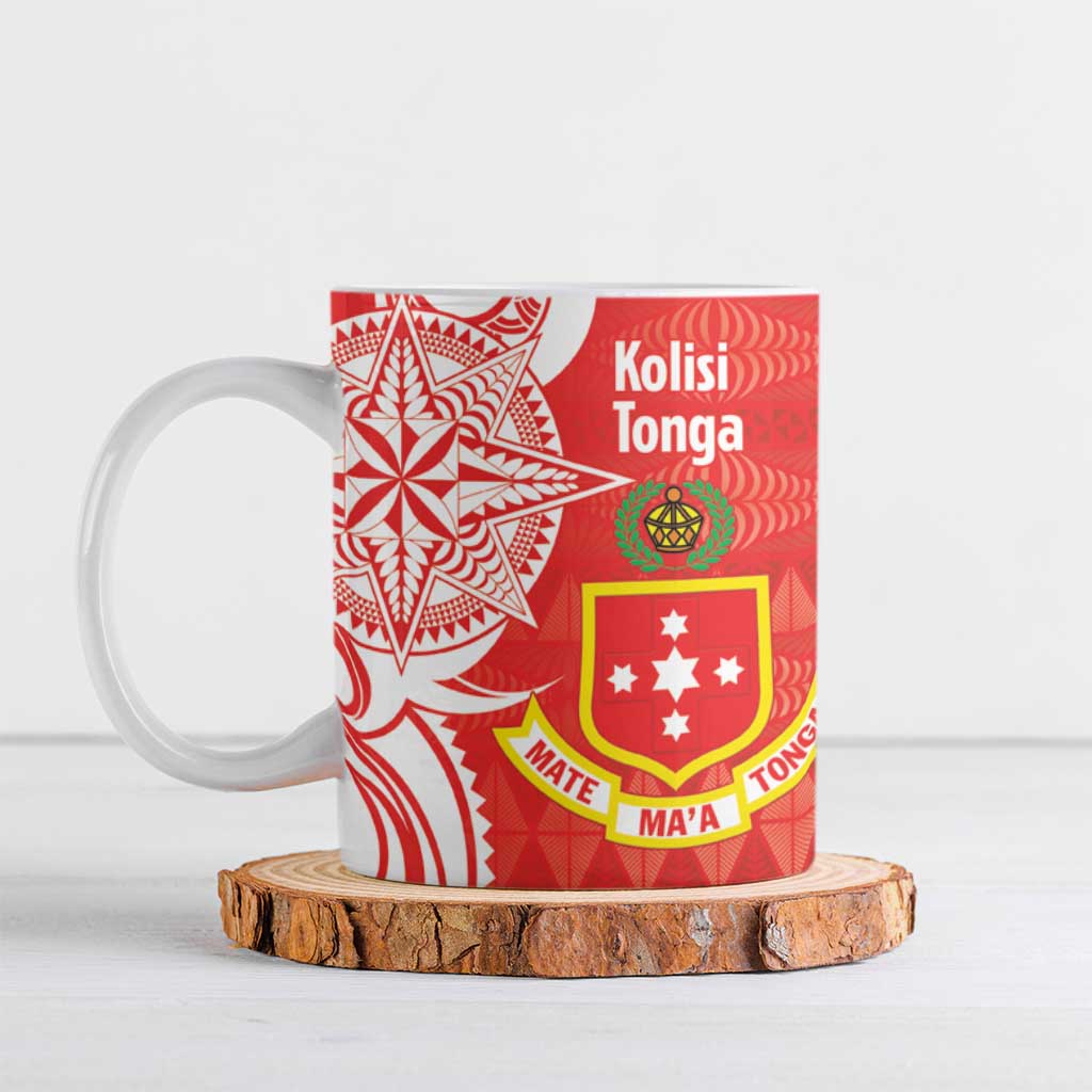 Personalised Kolisi Tonga Ceramic Mug Mate Maa Tonga Ngatu Pattern LT14 Red - Polynesian Pride