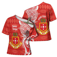 Personalised Kolisi Tonga Cross Shoulder Shirt Mate Maa Tonga Ngatu Pattern LT14 - Polynesian Pride